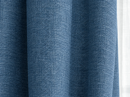 Dokulu mavi fon perde kumaş detayı